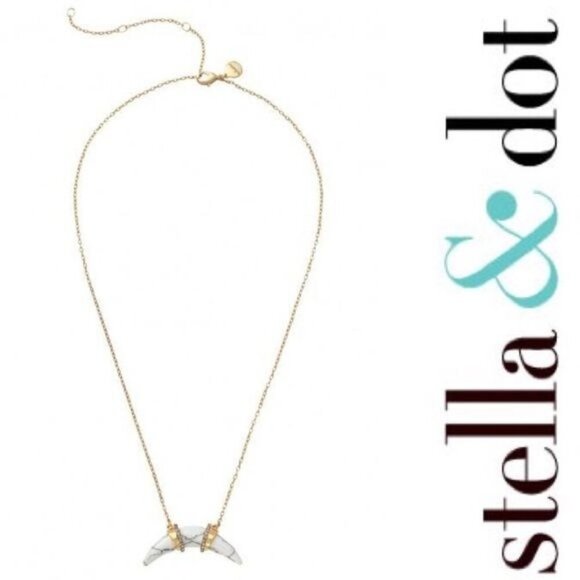 Stella & Dot Arc Necklace Limited Edition White Howlite - Picture 3 of 11